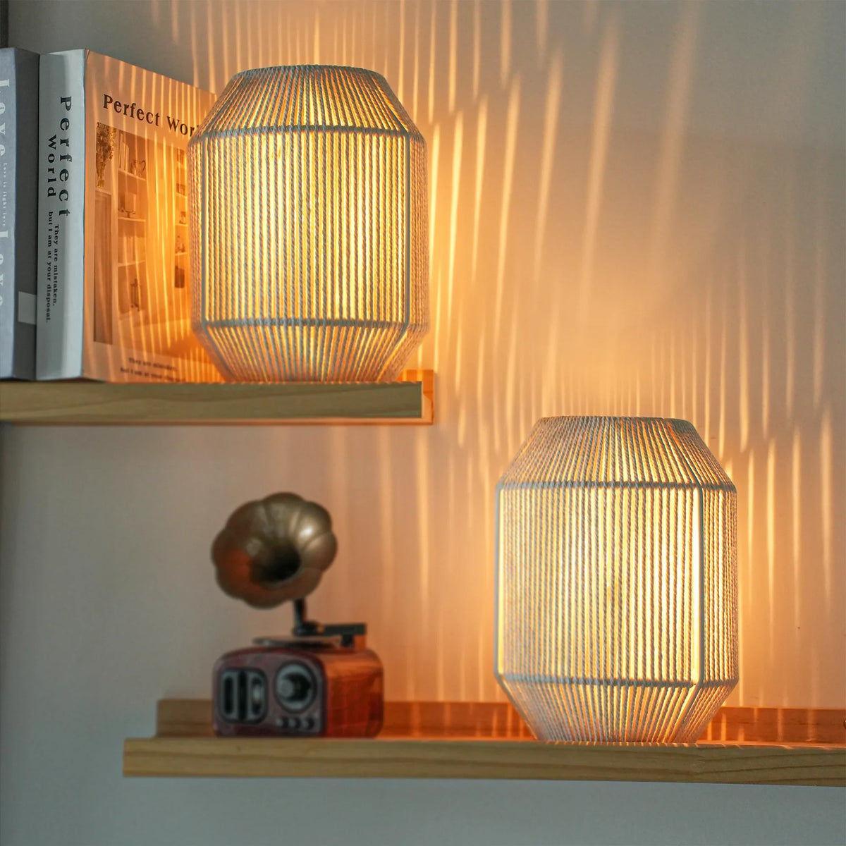 Ensemble de 2 lampes de table à abat-jour tressé