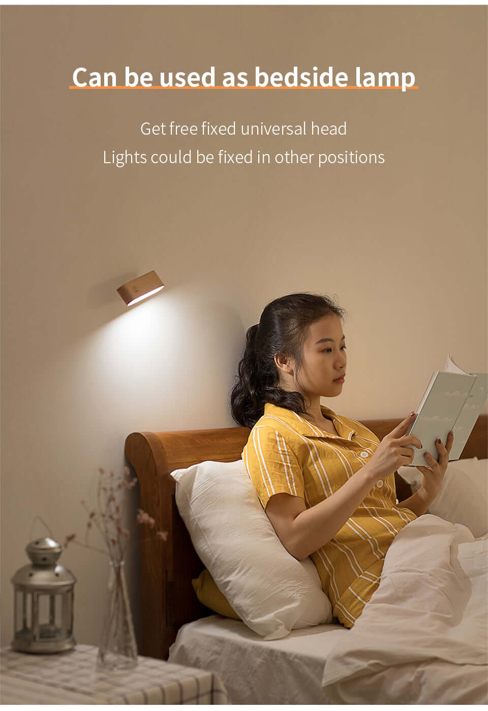 Lampe de table DEL en bois avec rangement intégré